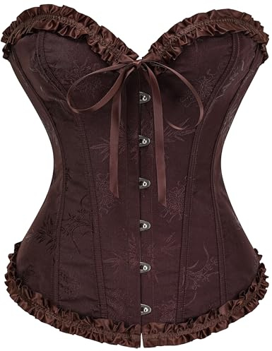 SZIVYSHI Amaro Cioccolato Top Corsetto per Donne, Biancheria Intima Bustier Modellante, Body con Pizzo in Vita e Push Up al Seno - Taglia S