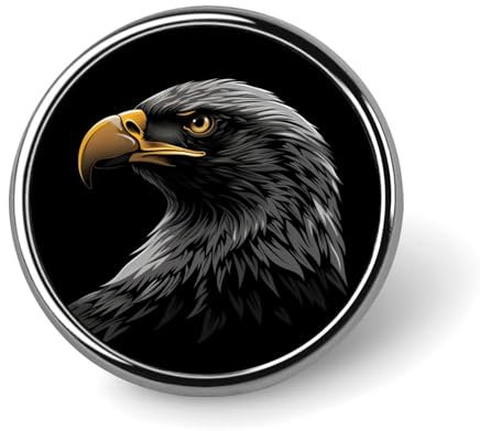 Coole schwarze und weiße Adler-Brosche, runde Anstecknadel, Revers, Krawattennadel für Frauen und Männer, Büroangestellte, Lehrer, Dekoration