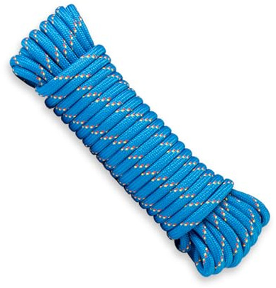 SNURO Polypropylenseil (12mm, 20M, blau mit gelb und rot) - Sehr Dickes leichtes, geflochtenes Seile für den Außenbereich, zum Überleben und für den Garten - Nicht zum Klettern! - Bruchlast 1837kg