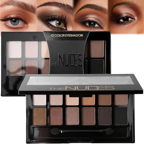 12-Color Smoky Brown Nude Eyeshadow Palette – Highly Pigmented Matte and Pearlescent Lustre Shades, Waterproof & Long-Lasting. Perfect for Smoky Eye Looks & Everyday Wear. Blendable, Versatile Colors