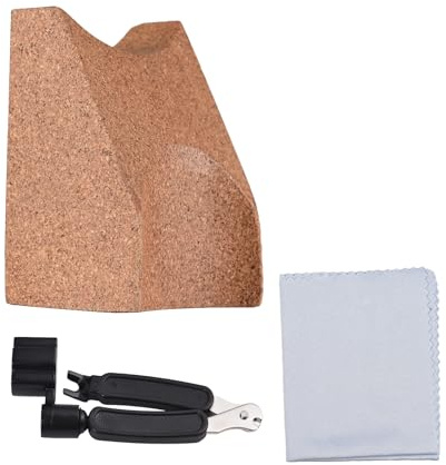 Ruhestand der Gitarrenhals, Kork -Gitarrenhalsunterstützung Pillow Cradle Halter mit String -Wickler -Reinigungstuch für Gitarrenworkstation, Ukulelen, Geigen, Banjos, Mandoline,