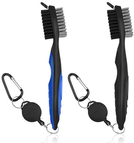 SCDZY 2 Stück Golf Bürste, Golfschläger Bürste Golf Club Groove Cleaner | mit Karabinerhaken, Schlaufe Clip und Aluminium-Karabiner, Golfschlägerreiniger für Reinigung Club Face & Groove