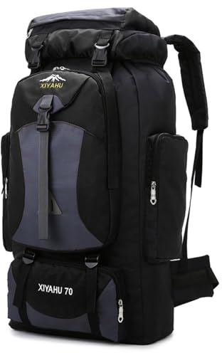 CINGHI LUSSO Zaino da trekking 70L per uomo e donna impermeabile viaggi leggeri borse all'aperto campeggio, Nero, L