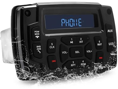Avutrel Receptor estéreo marino con radio digital para barcos, pantalla LCD HD, radio AM/FM, reproductor de MP3 para barcos, ATV, UTV