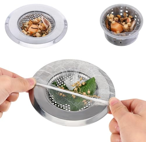 HJZHII 300 Stück Einweg Sink Filter Küchenspüle Sieb Tasche, Elastische Waschbecken Sieb Tasche Mesh Spüle Kanalisation Filter Abflusssieb Netz für Küche Badezimmer Waschbecken