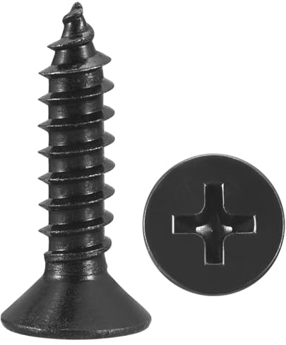 METALLIXITY 100Pcs #8x3/4 Countersunk Phillips Wood Screws Carbon Steel | Coarse Thread Drive Flat Head Phillips Wood Screws for Furniture Installation Repair,Black