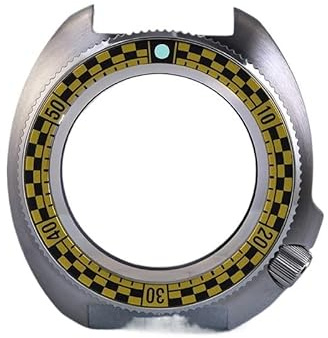 XTINKOPW Montre de plongée en Acier 6105, boîtier de Montre de plongée, Compatible avec Le Mouvement NH35/36, Montre Super Lumineuse et étanche(Steel-Yellow)