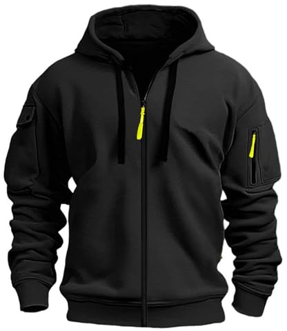 Sweat à Capuche zippé pour Homme décontracté avec Poche Badge brodé idéal pour Sports extérieurs et Usage Quotidien vêtement Confortable et stylé
