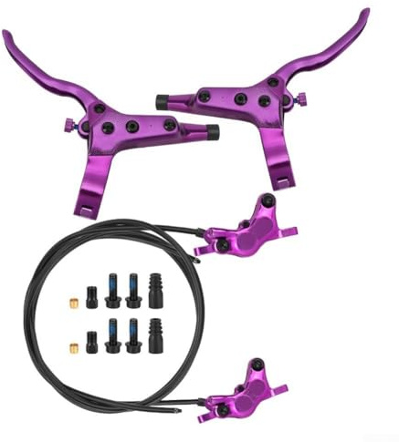 CNANRNANC Set freno a disco idraulico a quattro pistoncini per mountain bike, anteriore 850 mm, posteriore 1550 mm, in lega 6061, potenza frenante migliorata (viola)