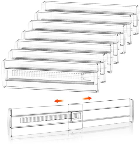8 Stück Schubladentrenner, Schubladentrenner Verstellbar, 8 cm hoch, 28.5-50.5cm, Schubladen Trenner, Küchenschubladen Organizer für Kleiderschrank, Schreibtisch, Badezimmer, Küche, Transparent