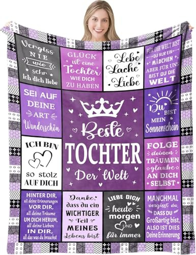 ARRITS Kuscheldecke Tochter Geschenke von Mama und Papa | Personalisiert Decke An Meine Tochter zum Geburtstag Weihnachten, Eltern für Töchter Super Weich Flanelldecke Wohndecke Sofadecke