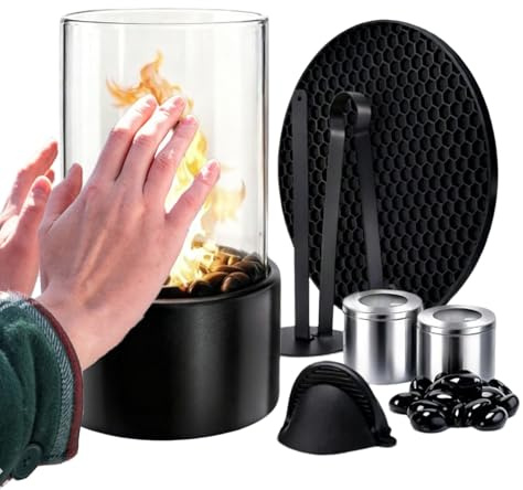 Petite cheminée de Table Cheminée décorative au bioéthanol Fonctionnement sans évent Relocalisation Facile Combustion sûre à Flamme réglable pour Salon, Chambre à Coucher, Bureau, Coin de la Maison