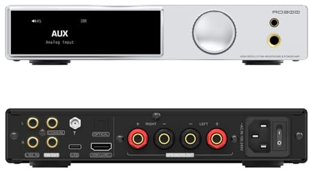 SMSL AO300 PRO Power Amplifier, CS43131 165W DAC Amp, USB/Coax/Opt/RCA to 2.1 Channel Speaker/Subwoofer, 4.4mm/6.35mm Headphone Amp, MQA DAC Amp, Silver