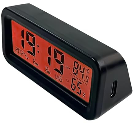 Xijobido Reloj de Salpicadero | Monitor Digital Luminoso de Humedad - Reloj De Salpicadero De Coche Con Retroiluminación Automática - Para Camión Sedán Pickup Scooter SUV Rejilla De Aire Viaje Por