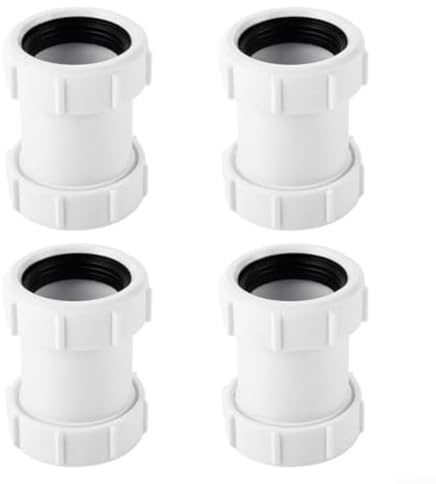 Connettore dritto per tubo da 40 mm, 2/4 pezzi, in PP bianco, per collegamento idraulico a prova di perdite, compatibile con tubi in plastica e rame, per bagno e cucina (4 pezzi)