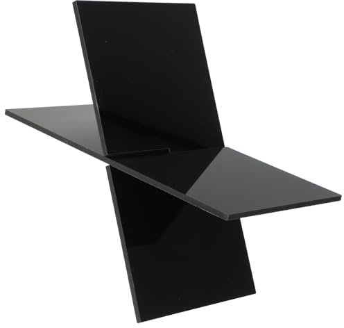 POPETPOP Acryl Buchständer Klein Schwarz Offener Zeitschriftenständer und Tischbuchhalter Stabiler Buchhalter zur Präsentation von Rezepten Bibeln und Lehrbüchern für Büro und Zuhause