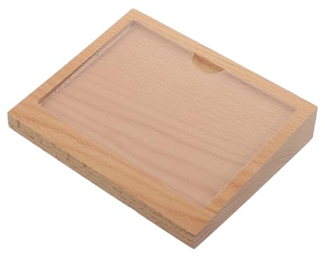 ABOOFAN Présentoir Porte-étiquette de Table en Bois Massif 90x128 Mm, Support Incliné en Acrylique Transparent pour Menus et Prix, Porte-cartes Polyvalent pour Restaurant, Bureau
