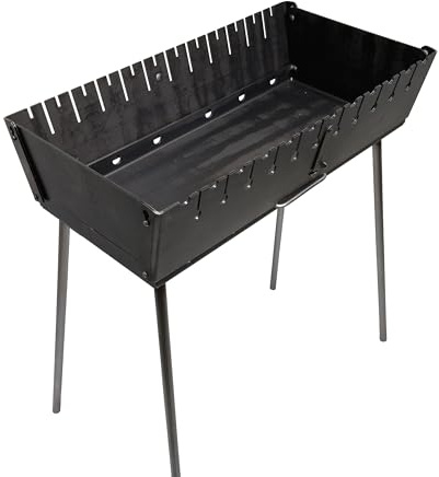 Mangal Grill Schaschlik Holzkohlegrill – Faltbarer BBQ Koffer-Grill aus 3 mm Stahl für 12 Spieße – Tragbarer Outdoor Kohlegrill für Camping, Garten, Picknick & Reisen