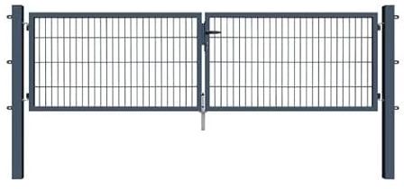 Gartentor Doppeltor Basic mit Schloss & Schlüssel – Doppelstabmattenzaun Tor, Stabil & Witterungsbeständig (Anthrazit, 300 cm x 80 cm)