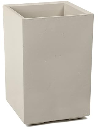 Tymar Pflanzkübel hoch auf Rollen 40x40x60 pflanzgefäße Outdoor, hohe blumenkübel,pflanzentopf, übertopf Betonoptik Kunststoff_KARO (Beige)