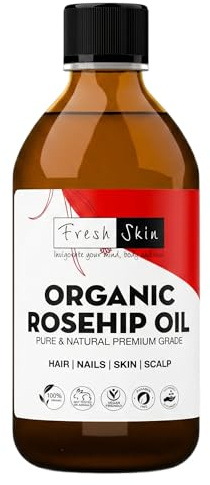 Freshskin Beauty LTD | Organic Rosehip Oil - 250ml Glass Bottle - Cold Pressed 100% Pure & Natural - Carrier Oil for Skin, Hair & Body - For Nourishment, Dryness, Fine Lines & Scars