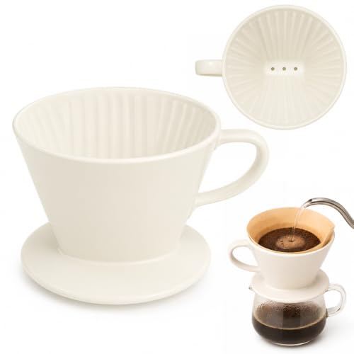 Permanent Kaffeefilter Porzellan, Kaffee Dauerfilter Keramik für 2 bis 4 Tassen Kaffee, Kaffeefilterhalter Wiederverwendbar, Kaffeefilter Porzellan für Zuhause Café Restaurants