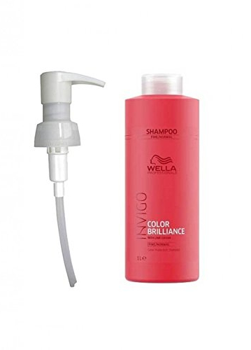 Wella Invigo Brilliance Shampoo for Fine Coloured Hair 1000ml with Pump Dispenser