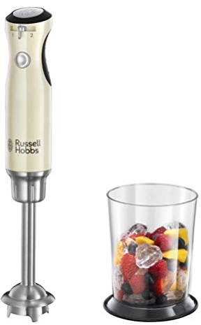 Russell Hobbs Stabmixer Retro (Messbecher und Deckel, BPA-frei, spülmaschinenfest, Infinity-Mix-Technologie, für Smoothie, Suppen, Saucen, Babynahrung) Vintage Zerkleinerer 25232-56, Crème