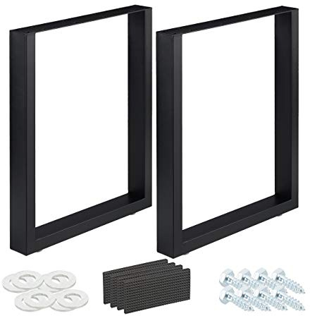 Relaxdays Tischkufen 2er Set, BxH: 60x72 cm, Metall Tischbeine Schreibtisch, Esstisch, Couchtisch, Industrial, schwarz