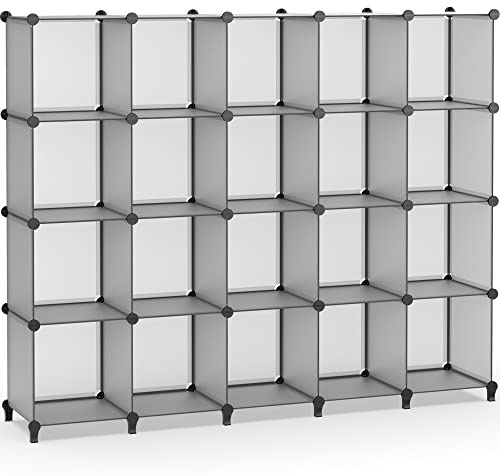 HOMIDEC Regalsystem Kleiderschrank aus Kunststoff, 20 Würfel Regal Schuhregal Modular Schrank Faltschrank Raumteiler, Aufbewahrung Organizer von Kleidung Schuhen Spielzeug Büchern für Schlafzimmer