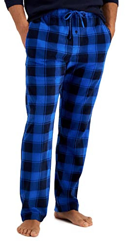 Hanes Men's Fleece Pajama Pants, 2XL, Blue Plaid