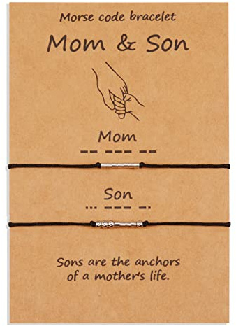 VU100 Satz von 2/3/4 Armbinde Morse code Vatertag Geschenk Schmuck | Geschenk Einstellbare Größe Vatertag Geschenk Einstellbare Größe handgefertigt für Familienmitglied