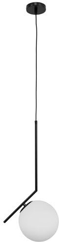 EDO lampada a sospensione a soffitto PELOTA in vetro glamour in colore bianco-nero, lampada a sospensione con attacco E27 per max. 60W, per soggiorno, sala da pranzo (20cm) EDO777102