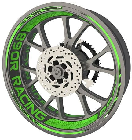 KTM 890 Racing Premium Qualität Felgenrandaufkleber Felgenrandaufkleber Felgenband Felgenband Felgenaufkleber Sticker Set (2 Felgen) (Neon Grün)