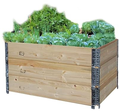Hochbeet Holzaufsatzrahmen Set 3 Stück Palettenrahmen 120x80x60cm Holzrahmen Stapelbar Steckbar