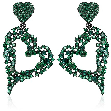 EVER FAITH Strass Herz Ohrringe Kristall Statement Trendy Doppel groß Ohrstecker Modeschmuck für Damen Mädchen