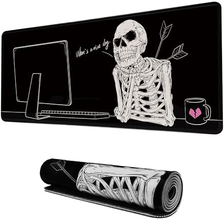 IF FEEL Tapis de souris ergonomique squelette humain noir et blanc, grand tapis de souris XL, tapis de souris imperméable étendu, taille 80 x 30 cm