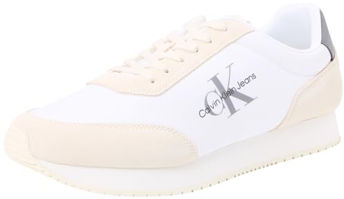 Calvin Klein Jeans Uomo Sneakers da Runner Retro su-NY Mono Scarpe Sportive, Multicolore (Bright White/C White/Charcoal Grey), 45