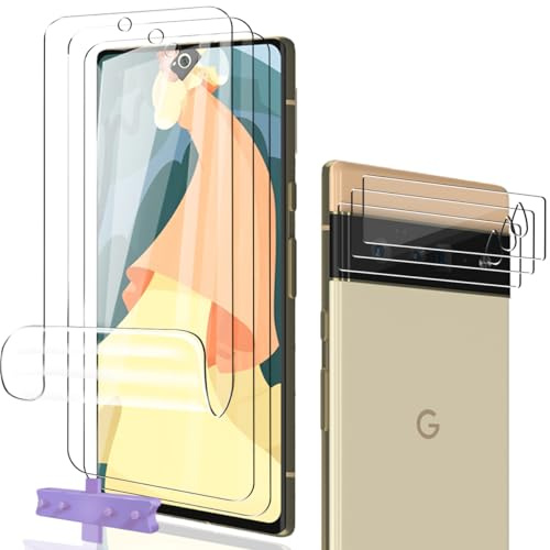 Phlleyaa Schutzfolie für Google Pixel 6 Pro TPU 3 Stück + Pixel 6 Pro Panzer Schutz Glas Kameraschutz 3 Stück[3+3 Stück],Anti- Kratzer,Einfache Montage,für Panzerglas Folie für Google Pixel 6 Pro