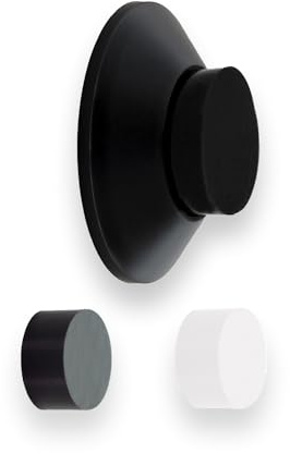 Evi Herrajes | Fermaporta adesivo | Posizionamento a parete | 35 x 15 mm | Acciaio inossidabile laccato nero | Forma conica | Due gomme incluse | Installazione adesiva o vite