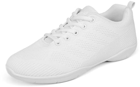 Asyusyu Cheer Shoes White Cheerleading Shoes Meshed Full Sole Dance Sneakers Jazz Trainers for Women Girls-7.5 UK