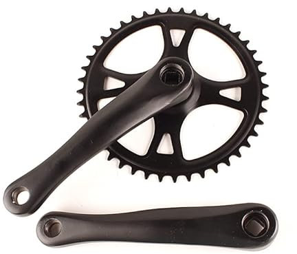 HESHUWEN Kurbelgarnitur 44T Fixed Getriebe Fahrradkurbel Single Speed Bike Crank Set Kette Wheel Aluminiumlegierung Diamantlochspurkettenmesser Fahrrad Kurbel(Noir)