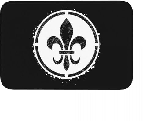 OOAHJEID Fußmatte für Badezimmer Fleur De LYS Rutschfester Teppichschwamm Schablone Heraldische Lilien im Inneren des Kreises Fußmatte Schlafzimmermatte Eingangstür Bodenteppich