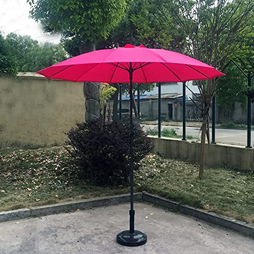 WOTZOV Ombrellone da Giardino Rotondo da 2,17 m, palo per ombrellone in Ferro, Altezza Regolabile, ombrellone da Giardino/Antipioggia/Parasole, per Padiglione/Balcone/Terra，Rosa Rossa
