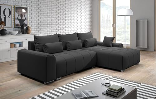 AXLIVING Eckschlafcouch mit Bettkasten Rivolli 260 cm schwarz