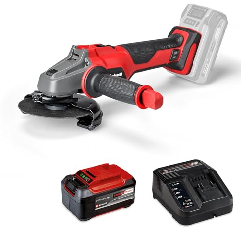 Einhell Professional Akku-Winkelschleifer AXXIO 18/125 Power X-Change (18 V, 700 W, 125 mm Scheiben-Ø, 33 mm Schnitttiefe, Brushless, Softstart, ohne Trennscheibe, inkl. 5,2 Ah Akku & Ladegerät)