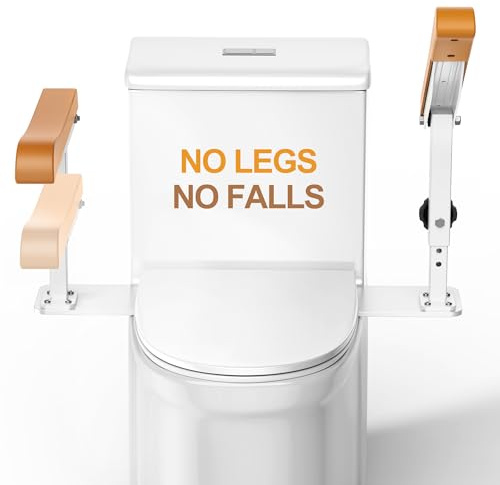 Simple Project 15.7 Toilet Safety Rails for Seniors, Flipped 90°＆Adjust Heigh Toilet Seat Handle, Super Sturdy 500LBS Toilet Safety Frame for Disabled or Mobility Issues, Grab Bars Arms(Brown)