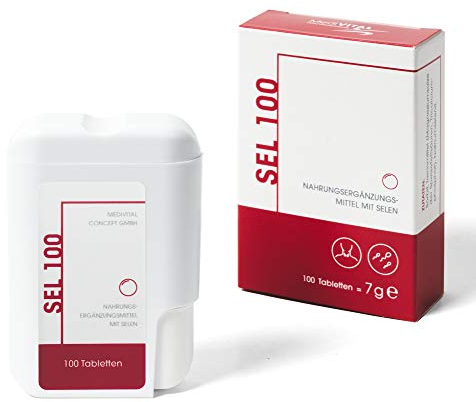 SELEN hochdosiert 100μg VEGAN - für gesunde Nägel, Haare & eine starkes Immunsystem im praktischen Klickspender - 100 Tabletten, Made in Germany