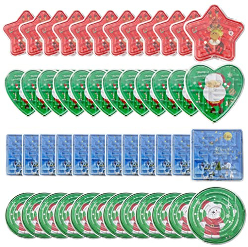 THE TWIDDLERS 48 Weihnachts-Labyrinth Geduldsspiele für Kinder – Mini Puzzle Mitgebsel für Adventskalender & Nikolaus – Streudeko & Wichtelgeschenk – Rentiere, Santa & Schneemann