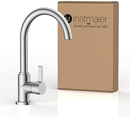 instmaier Leona | Küchenarmatur 360° schwenkbar | Chrom | Wasserhahn Küche | Spültischarmatur mit hohem Auslauf | Armatur Spüle | Einhebelmischer | Mischbatterie